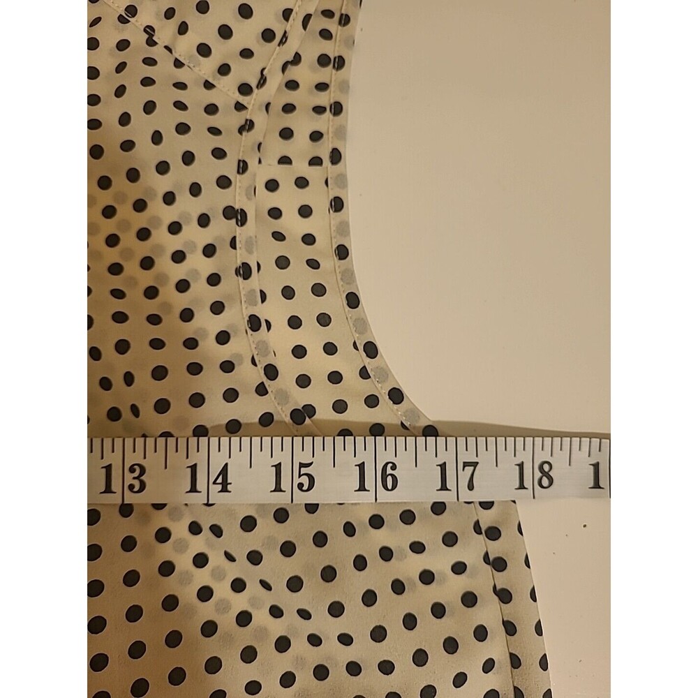 J Crew Cream Black Polka Dot Semi Sheer Sleeveless Blouse 1/4 Button Up Size 4 - Picture 8 of 9